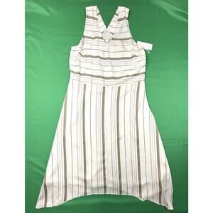 NWT Nordstrom Collection Stripe Sleeveless Silk Blend Midi Dress Sz 10 lined